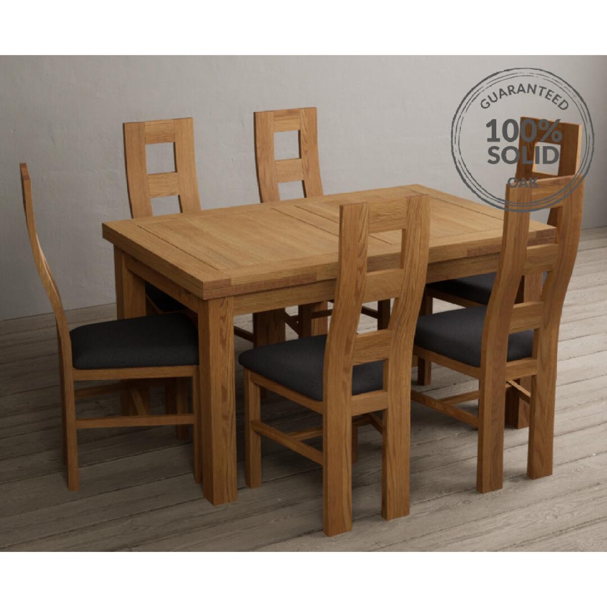 Extending Hampshire 140cm Solid Oak Dining Table With 8 Blue Flow Back Chairs – image 27