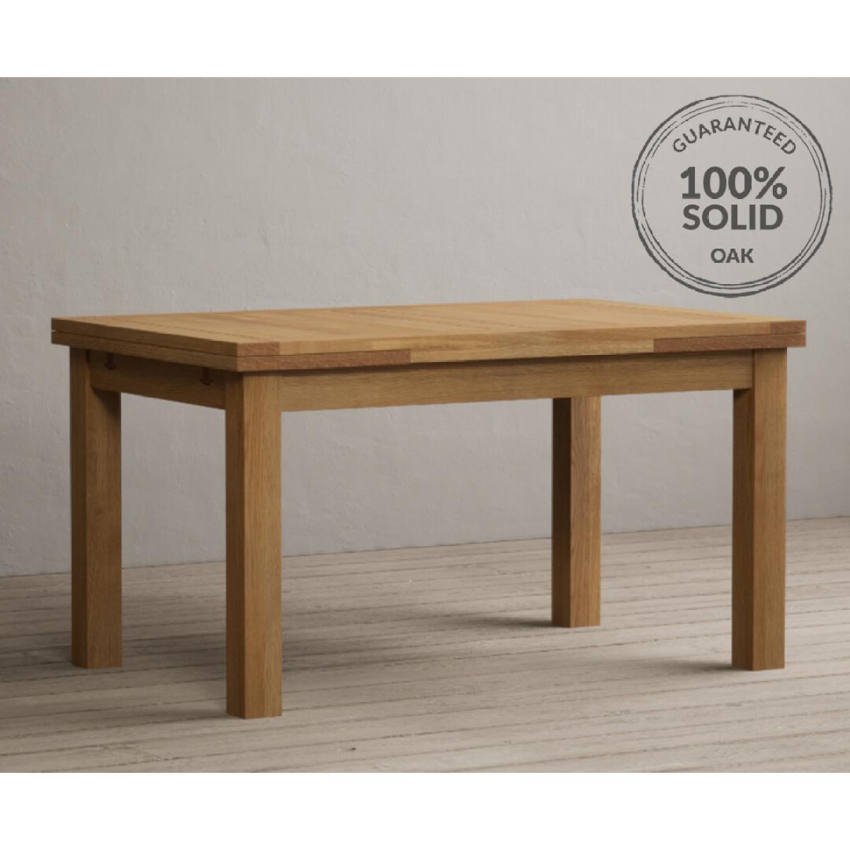 Extending Hampshire 140cm Solid Oak Dining Table With 8 Blue Flow Back Chairs – image 34