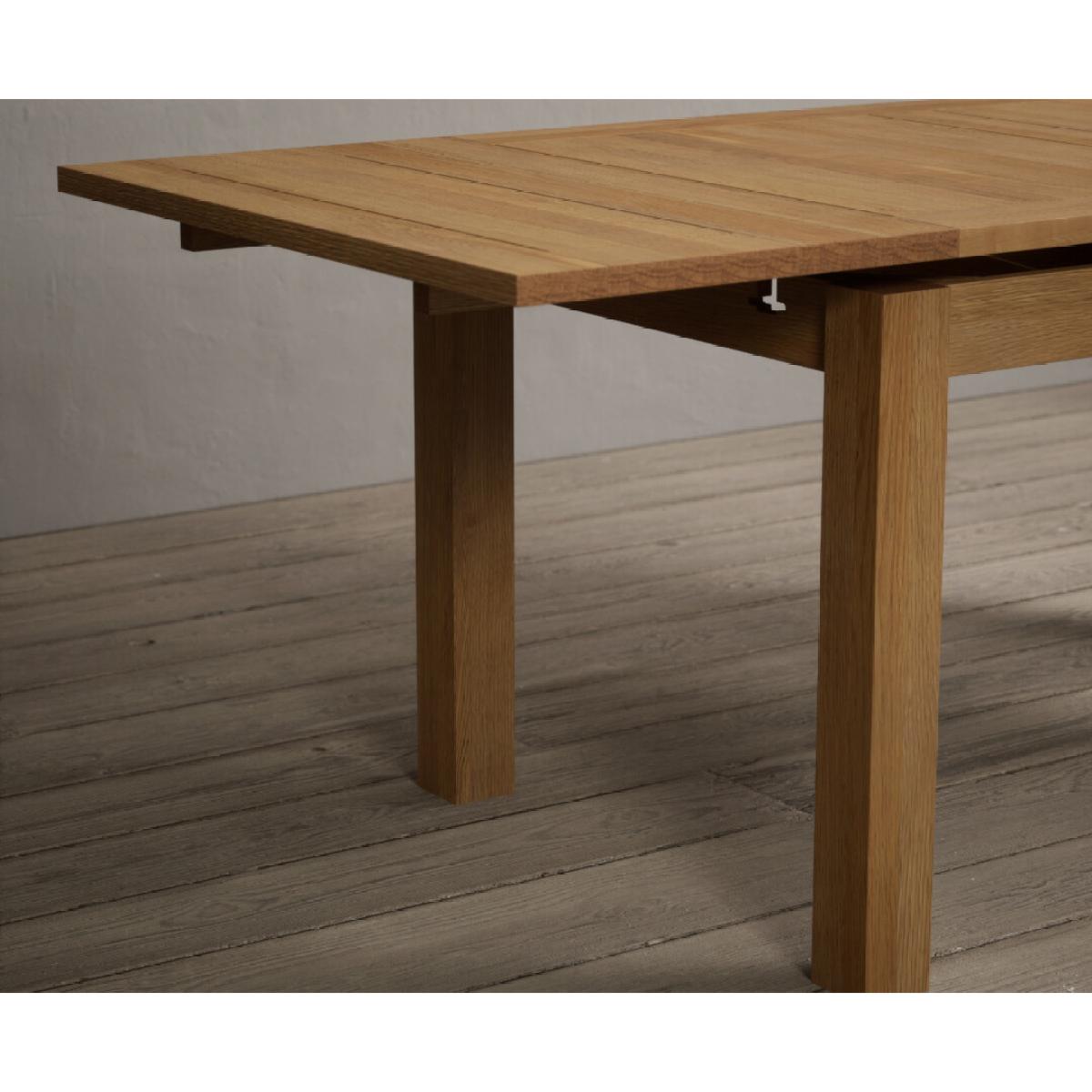 Extending Hampshire 140cm Solid Oak Dining Table With 8 Blue Flow Back Chairs – image 39