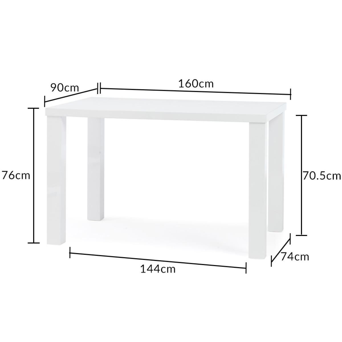 Atlanta 160cm White High Gloss Dining Table with 4 Grey Austin Chairs with 1 Grey Bench – image 18