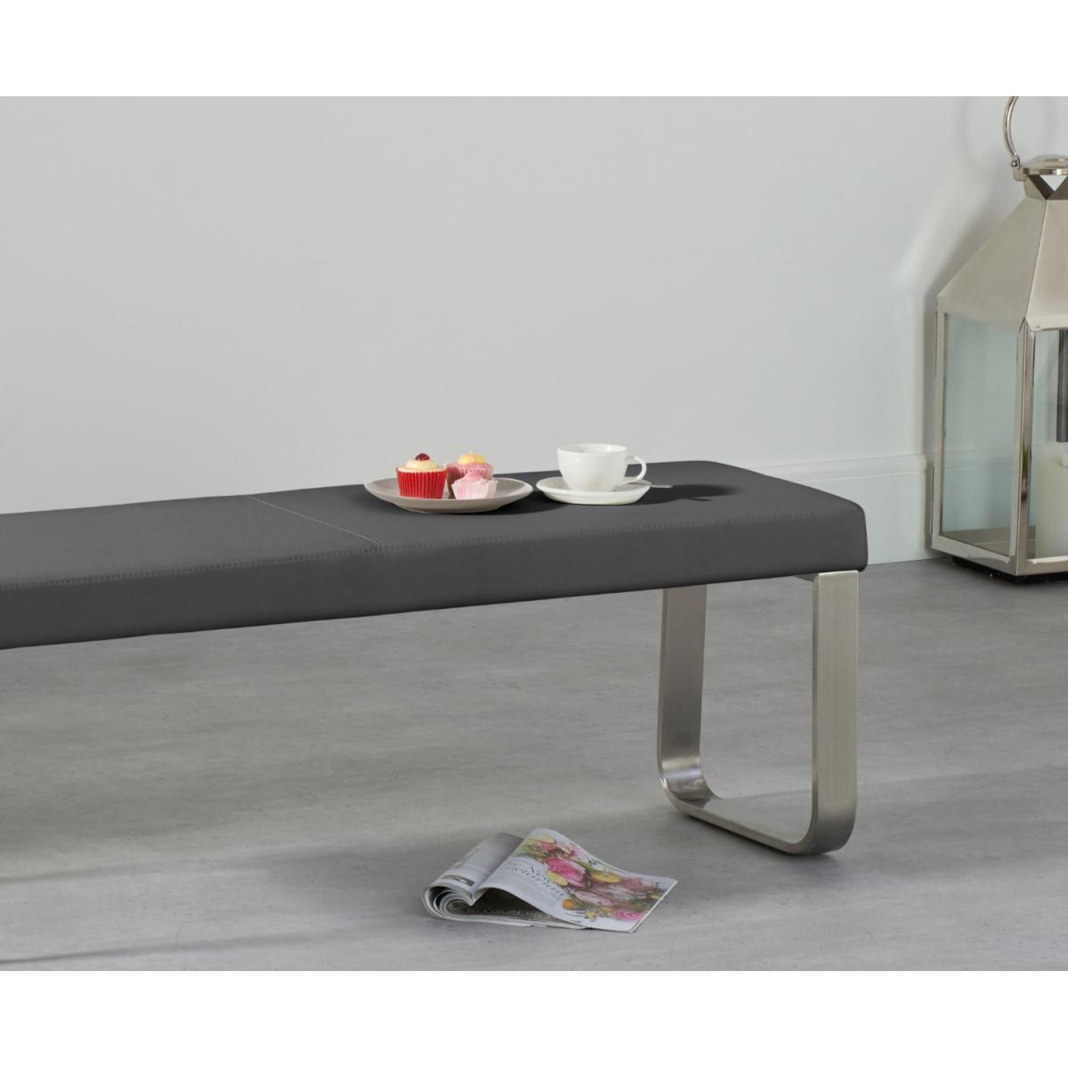 Atlanta 160cm White High Gloss Dining Table with 4 Grey Austin Chairs with 1 Grey Bench – image 8