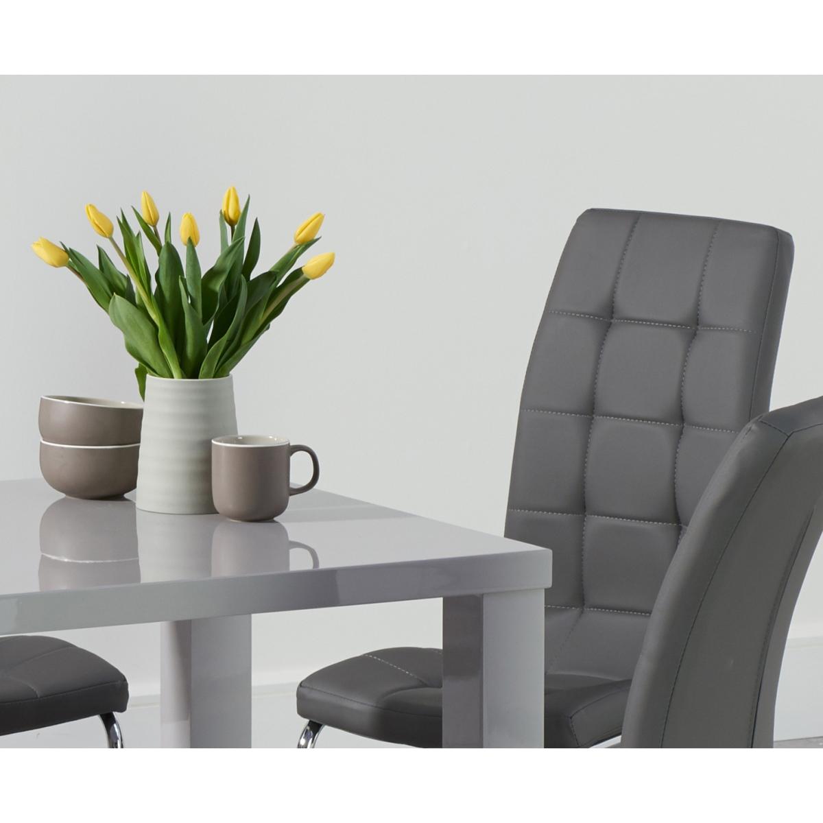 Atlanta 120cm Light Grey Gloss Dining Table With 6 Red Enzo Chairs – image 2