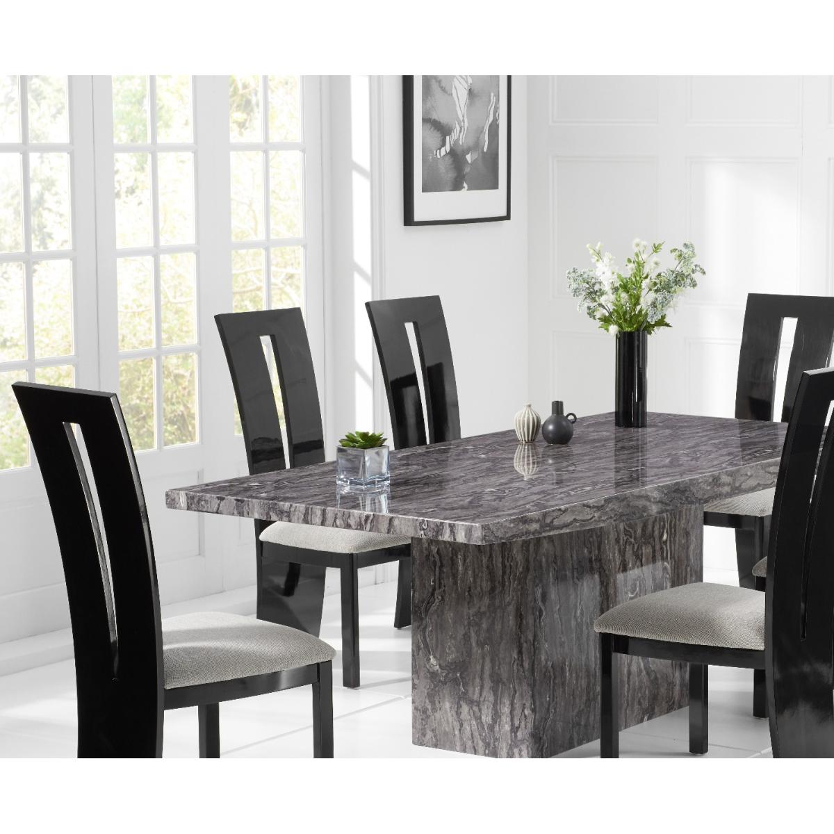 Crema 220cm Grey Marble Dining Table with Verbier Chairs – image 2