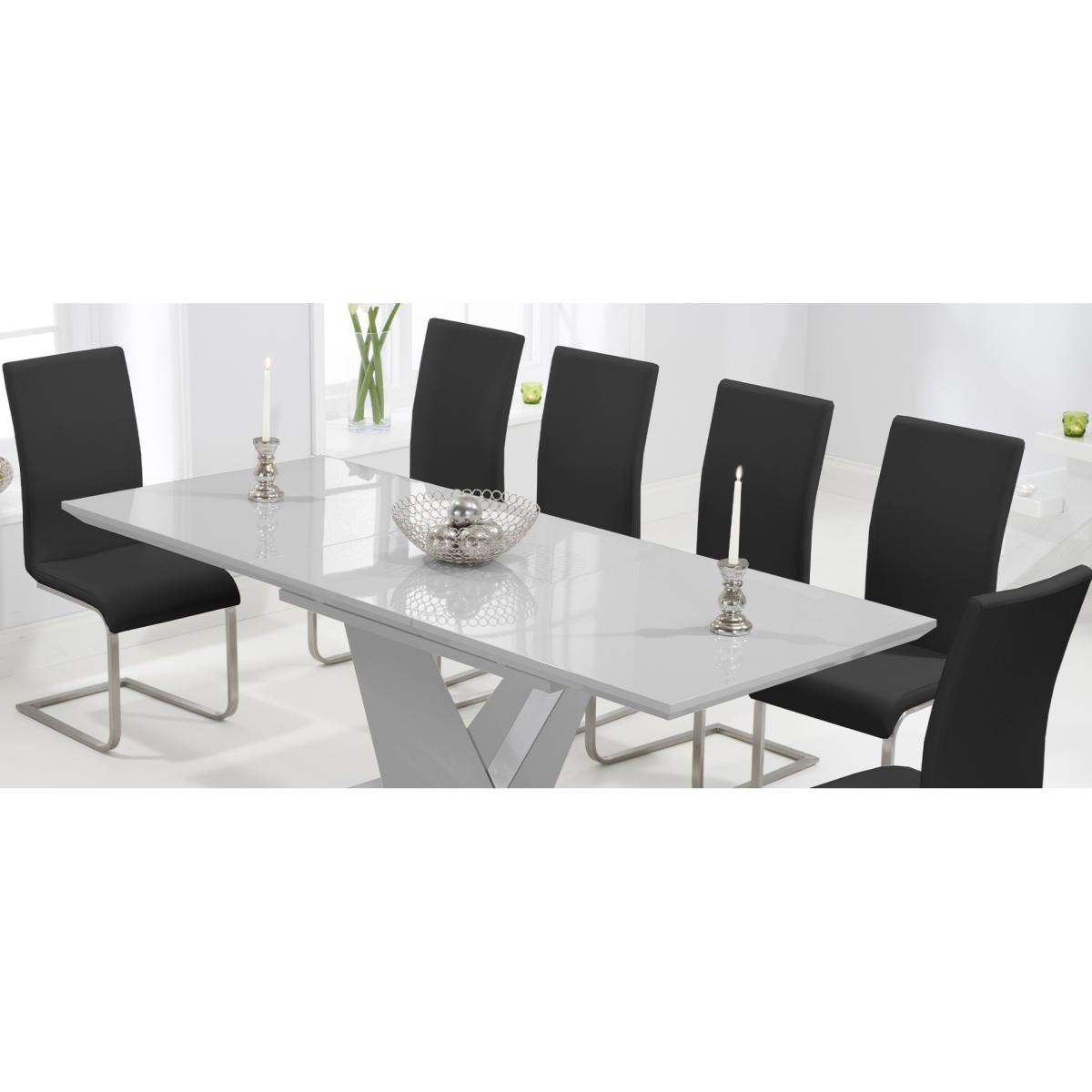 Harmony 160cm Extending Light Grey High Gloss Dining Table with Malaga Chairs - Ivory, 6 Chairs – image 10