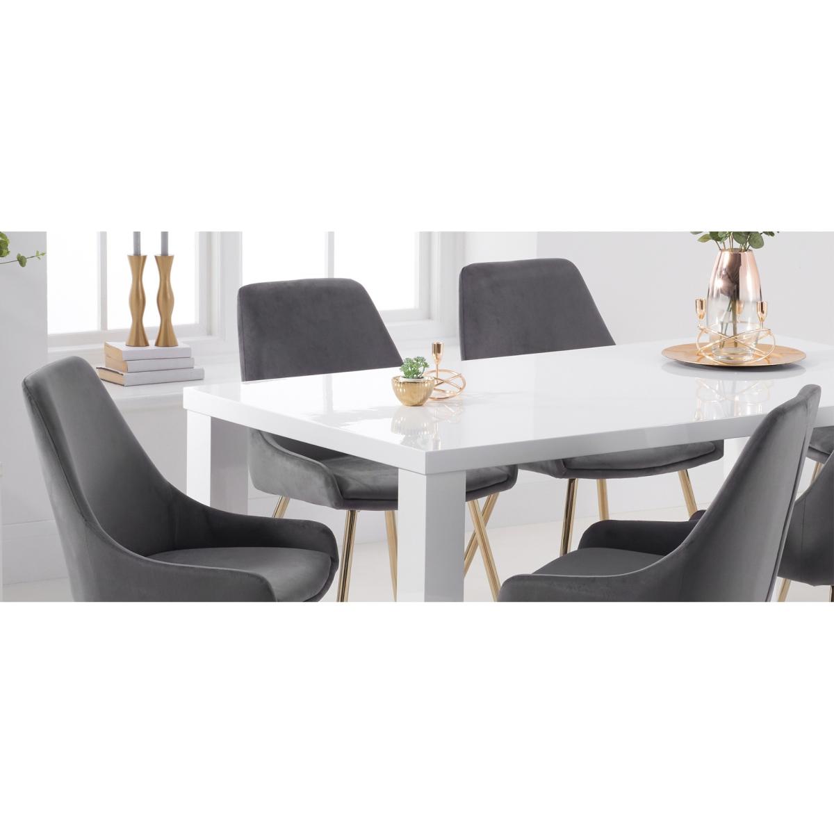 Atlanta 160cm White High Gloss Table With 8 Blue Lola Velvet Chairs – image 11