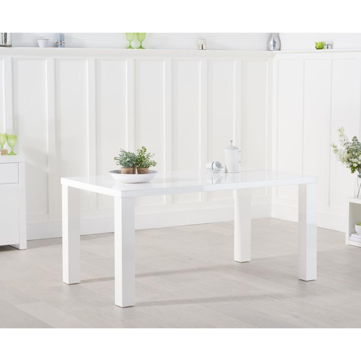 Atlanta 160cm White High Gloss Table With 8 Blue Lola Velvet Chairs – image 3