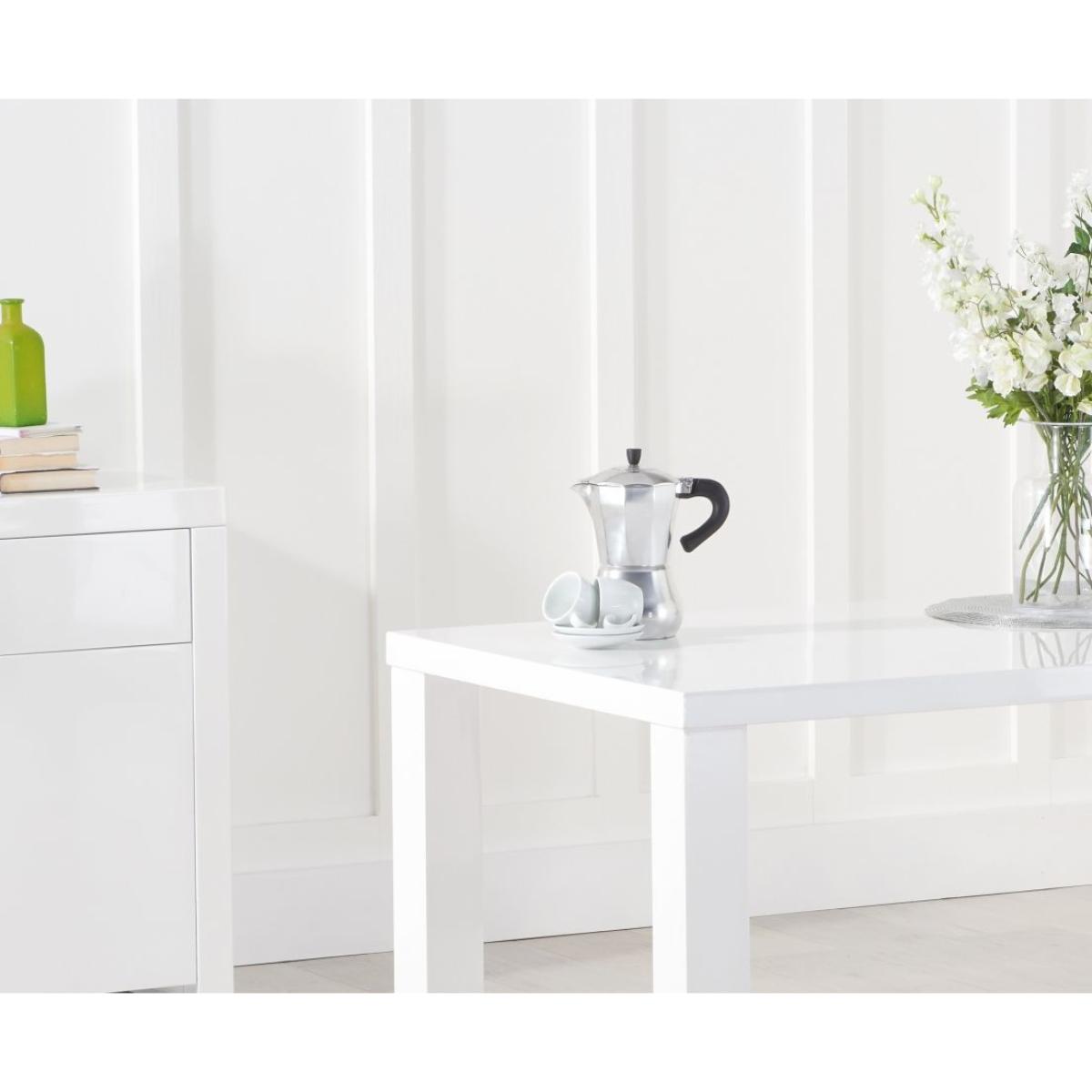 Atlanta 160cm White High Gloss Table With 8 Blue Lola Velvet Chairs – image 4