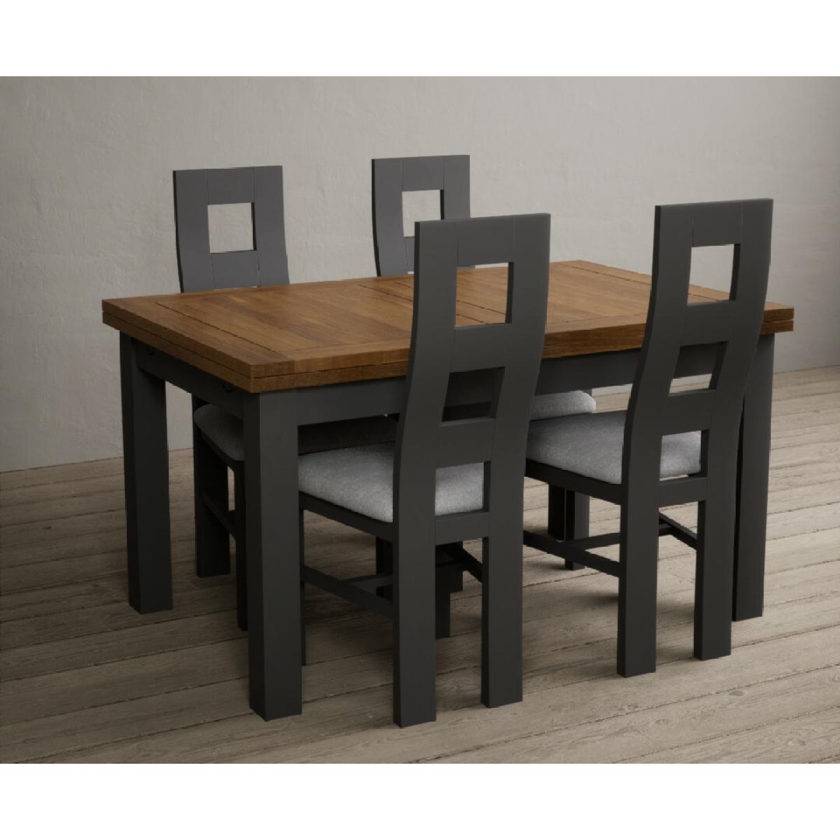 Hampshire 140cm Oak and Charcoal Grey Extending Dining Table With 8 Light Grey Flow Back Chairs – image 13
