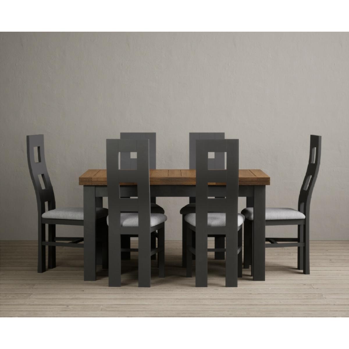 Hampshire 140cm Oak and Charcoal Grey Extending Dining Table With 8 Light Grey Flow Back Chairs – image 14