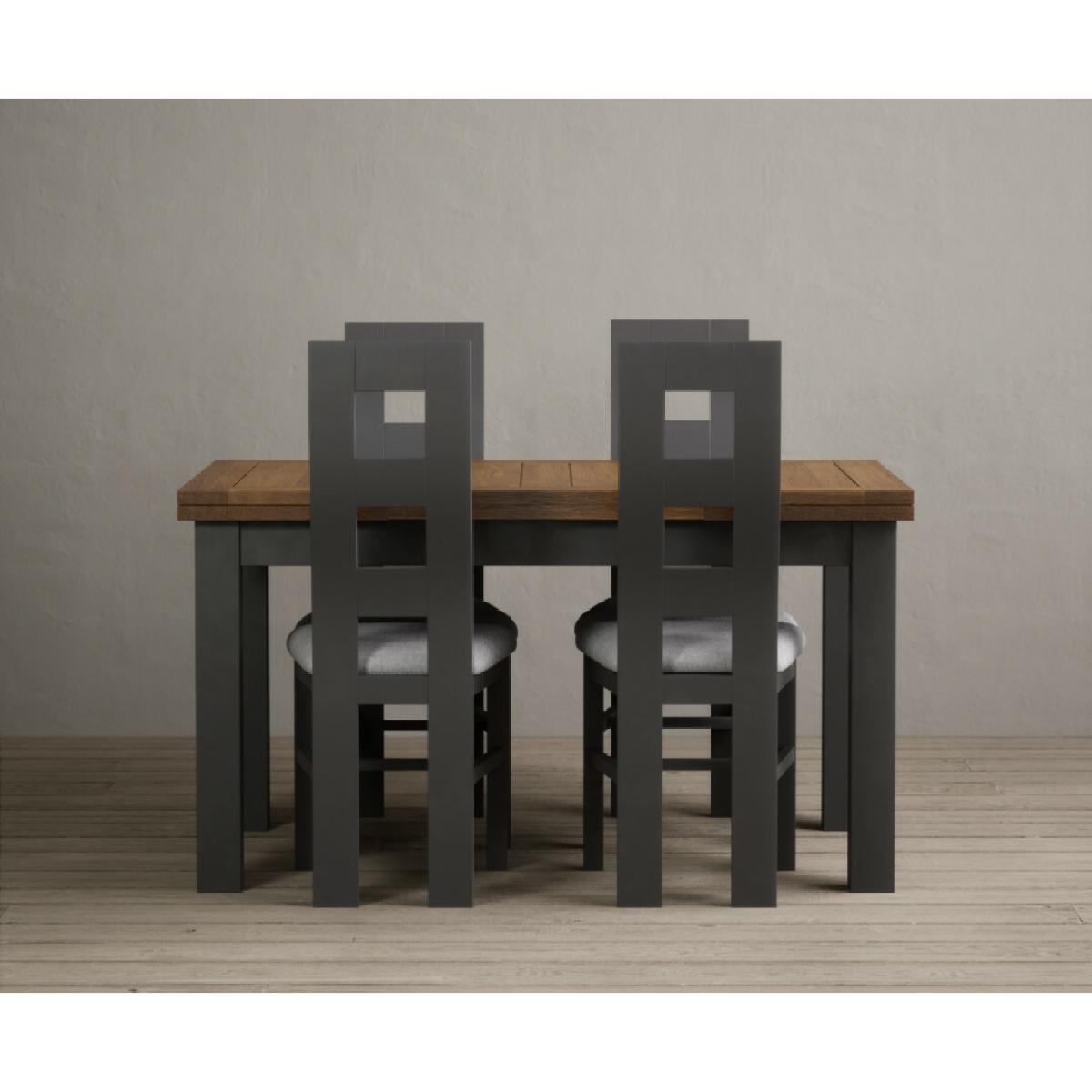 Hampshire 140cm Oak and Charcoal Grey Extending Dining Table With 8 Light Grey Flow Back Chairs – image 16