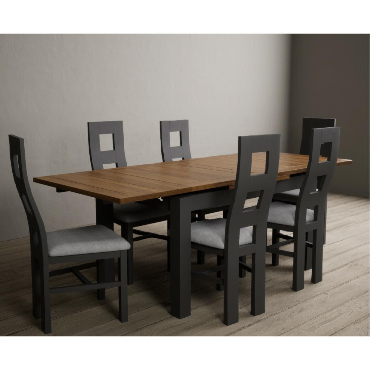 Hampshire 140cm Oak and Charcoal Grey Extending Dining Table With 8 Light Grey Flow Back Chairs – image 17