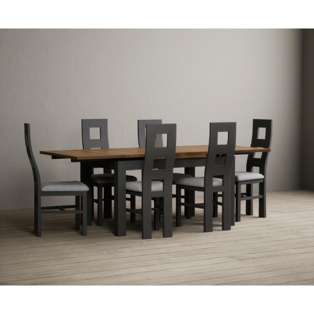 Hampshire 140cm Oak and Charcoal Grey Extending Dining Table With 8 Light Grey Flow Back Chairs – image 18