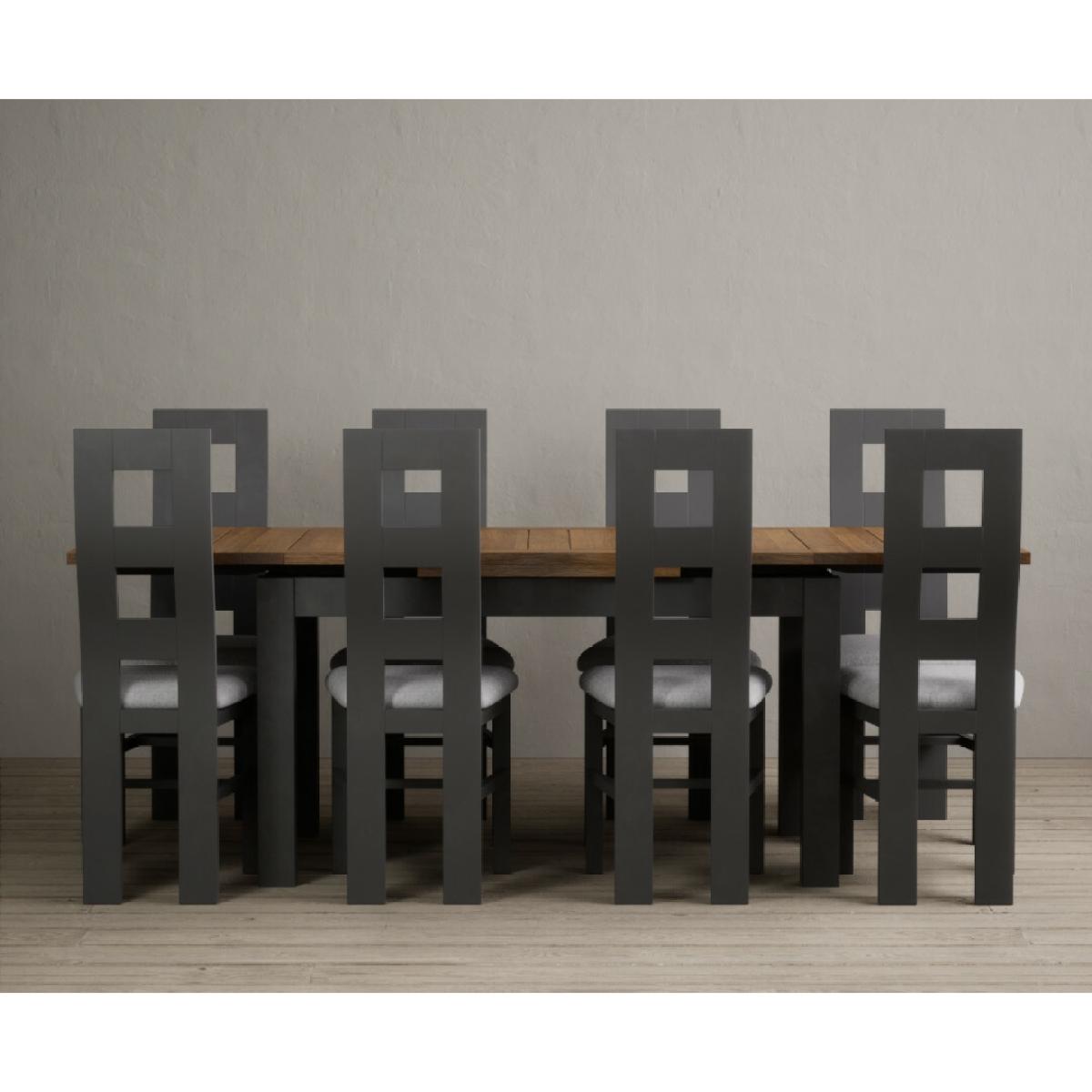 Hampshire 140cm Oak and Charcoal Grey Extending Dining Table With 8 Light Grey Flow Back Chairs – image 19