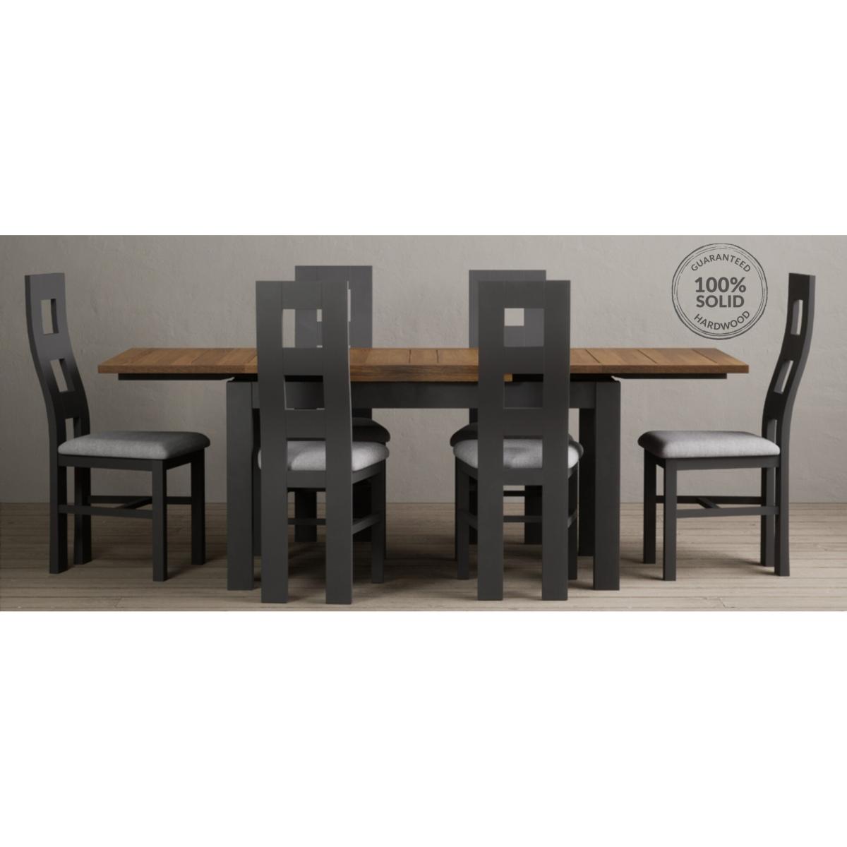 Hampshire 140cm Oak and Charcoal Grey Extending Dining Table With 8 Light Grey Flow Back Chairs – image 20