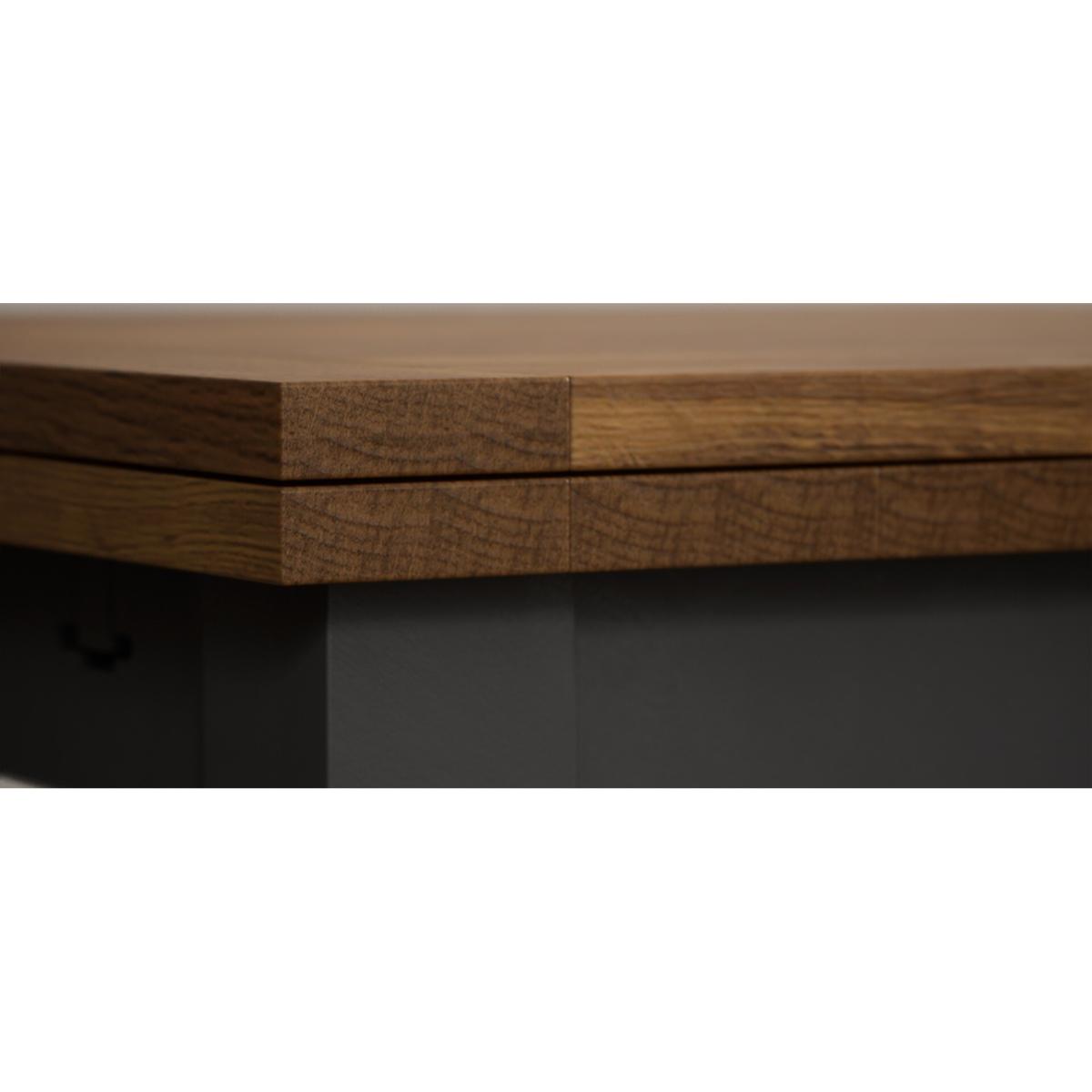 Hampshire 140cm Oak and Charcoal Grey Extending Dining Table With 8 Light Grey Flow Back Chairs – image 21
