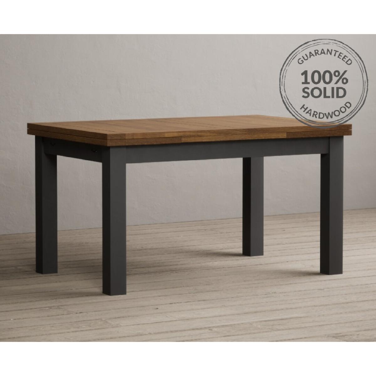 Hampshire 140cm Oak and Charcoal Grey Extending Dining Table With 8 Light Grey Flow Back Chairs – image 23