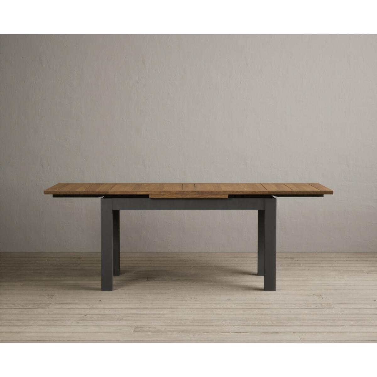 Hampshire 140cm Oak and Charcoal Grey Extending Dining Table With 8 Light Grey Flow Back Chairs – image 24