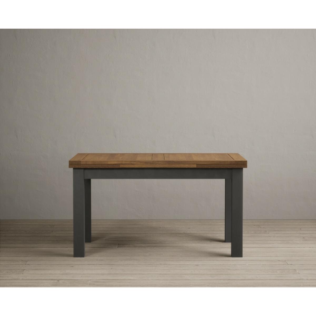 Hampshire 140cm Oak and Charcoal Grey Extending Dining Table With 8 Light Grey Flow Back Chairs – image 25