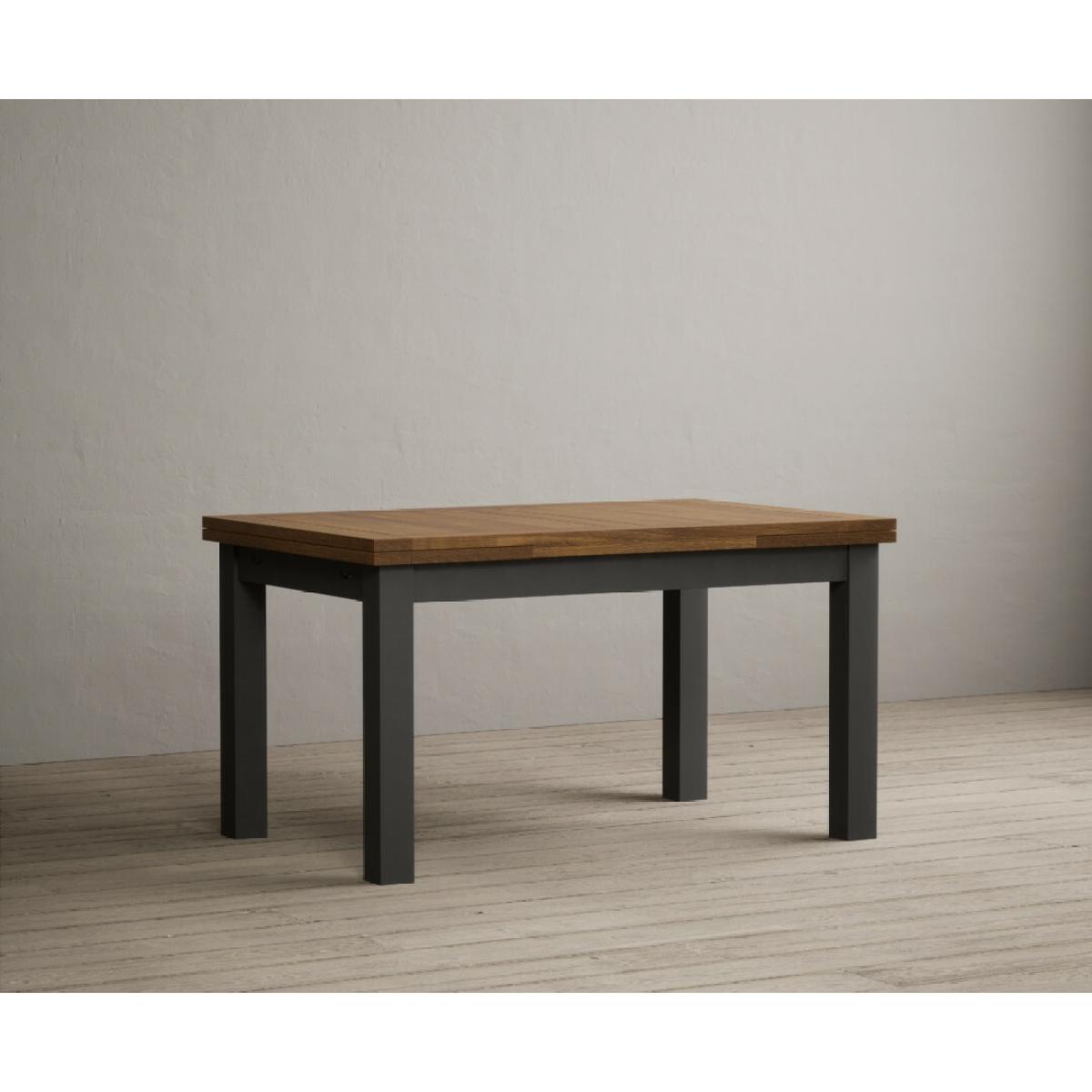 Hampshire 140cm Oak and Charcoal Grey Extending Dining Table With 8 Light Grey Flow Back Chairs – image 26