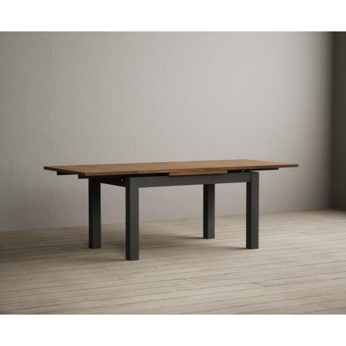 Hampshire 140cm Oak and Charcoal Grey Extending Dining Table With 8 Light Grey Flow Back Chairs – image 27