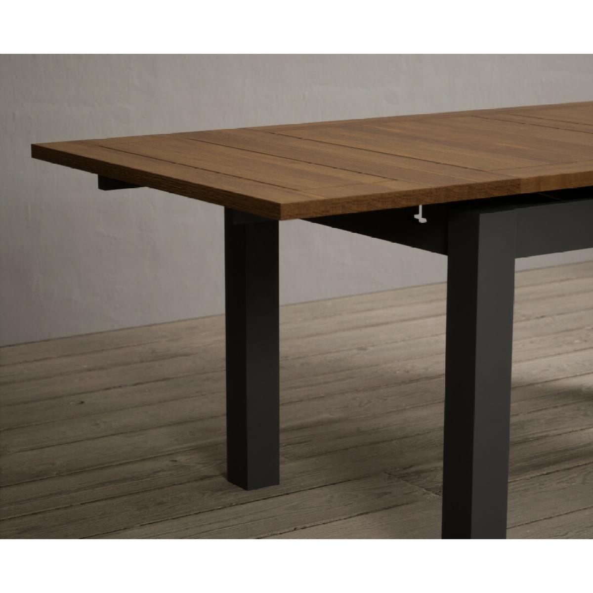 Hampshire 140cm Oak and Charcoal Grey Extending Dining Table With 8 Light Grey Flow Back Chairs – image 28