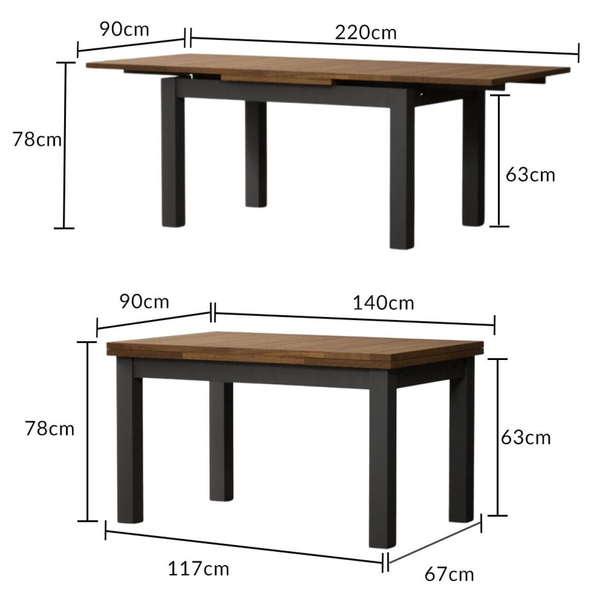 Hampshire 140cm Oak and Charcoal Grey Extending Dining Table With 8 Light Grey Flow Back Chairs – image 30