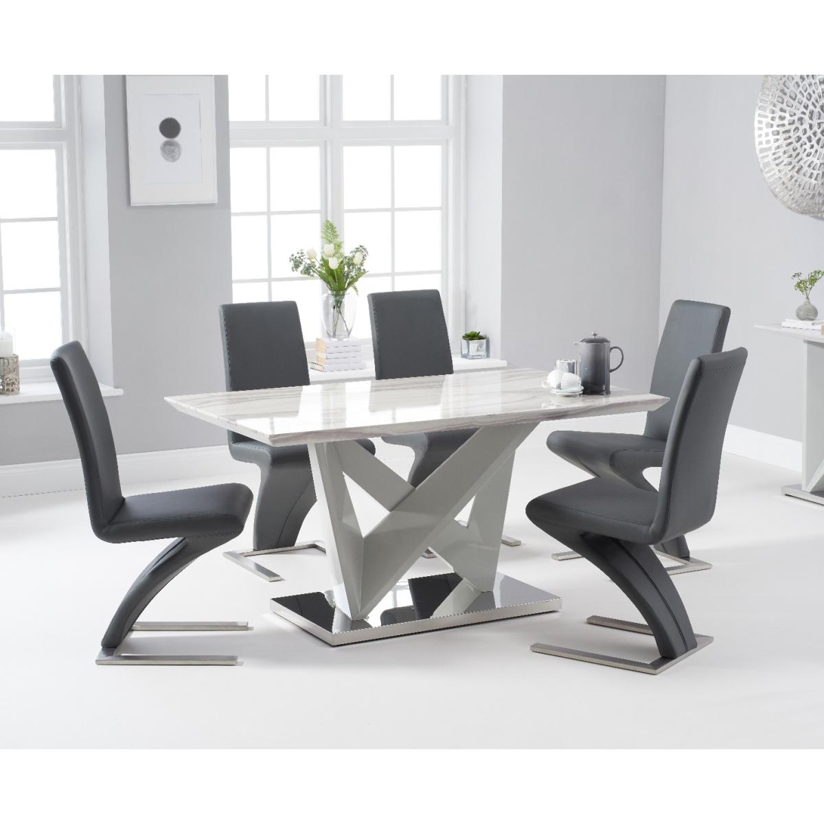 Reims 150cm Marble Effect Carrera Light Grey Dining Table With Hampstead Dining Chairs – image 1
