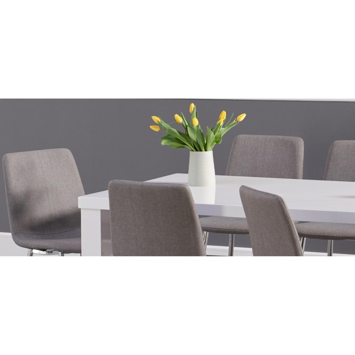 Seattle 160cm White High Gloss Dining Table with 8 Grey Helsinki Chairs – image 6
