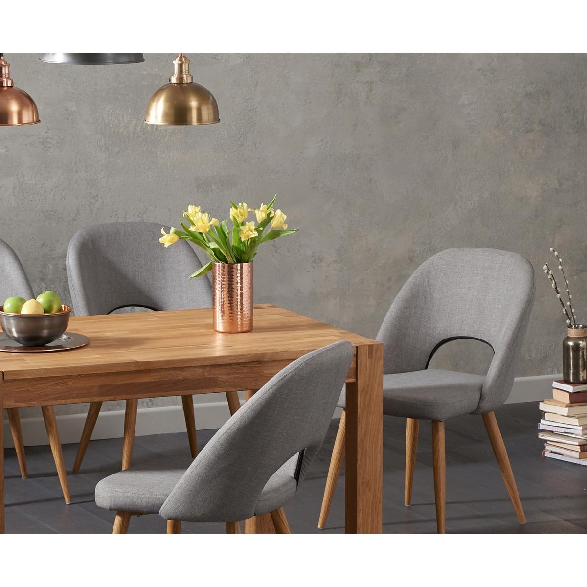 Thetford 120cm Oak Dining Table with 6 Grey Halifax Chairs – image 2