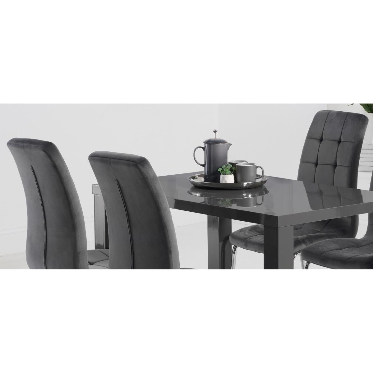 Atlanta 120cm Dark Grey High Gloss Table With 6 Grey Enzo Velvet Chairs – image 9