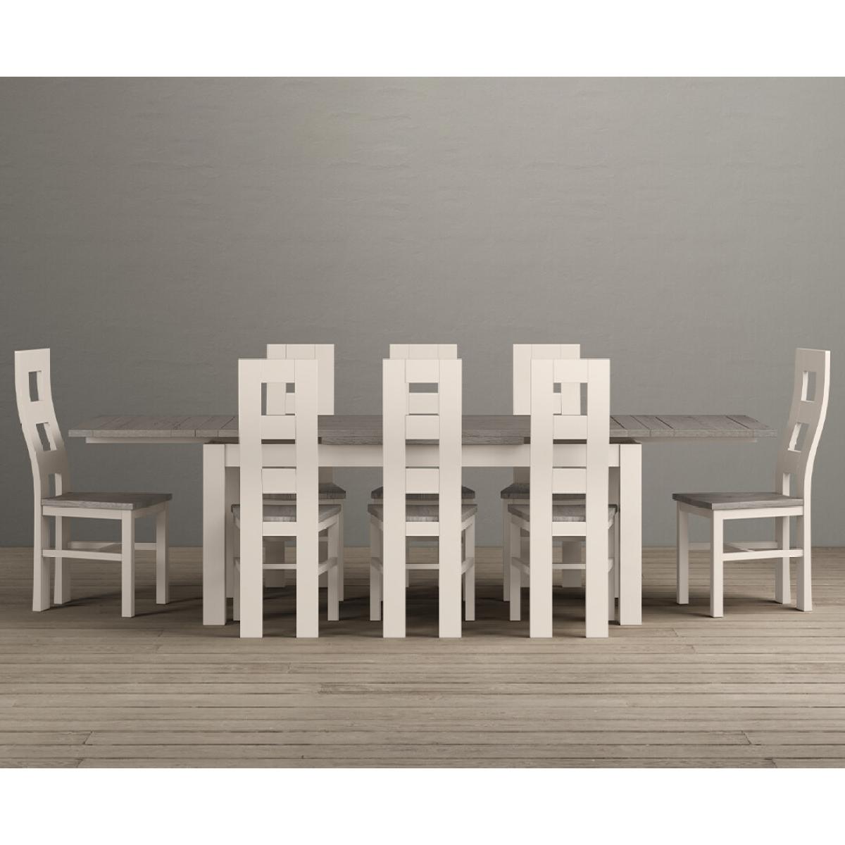 Extending Dartmouth 180cm Oak and Soft White Painted Dining Table With 8 Flow Back Chairs – image 3