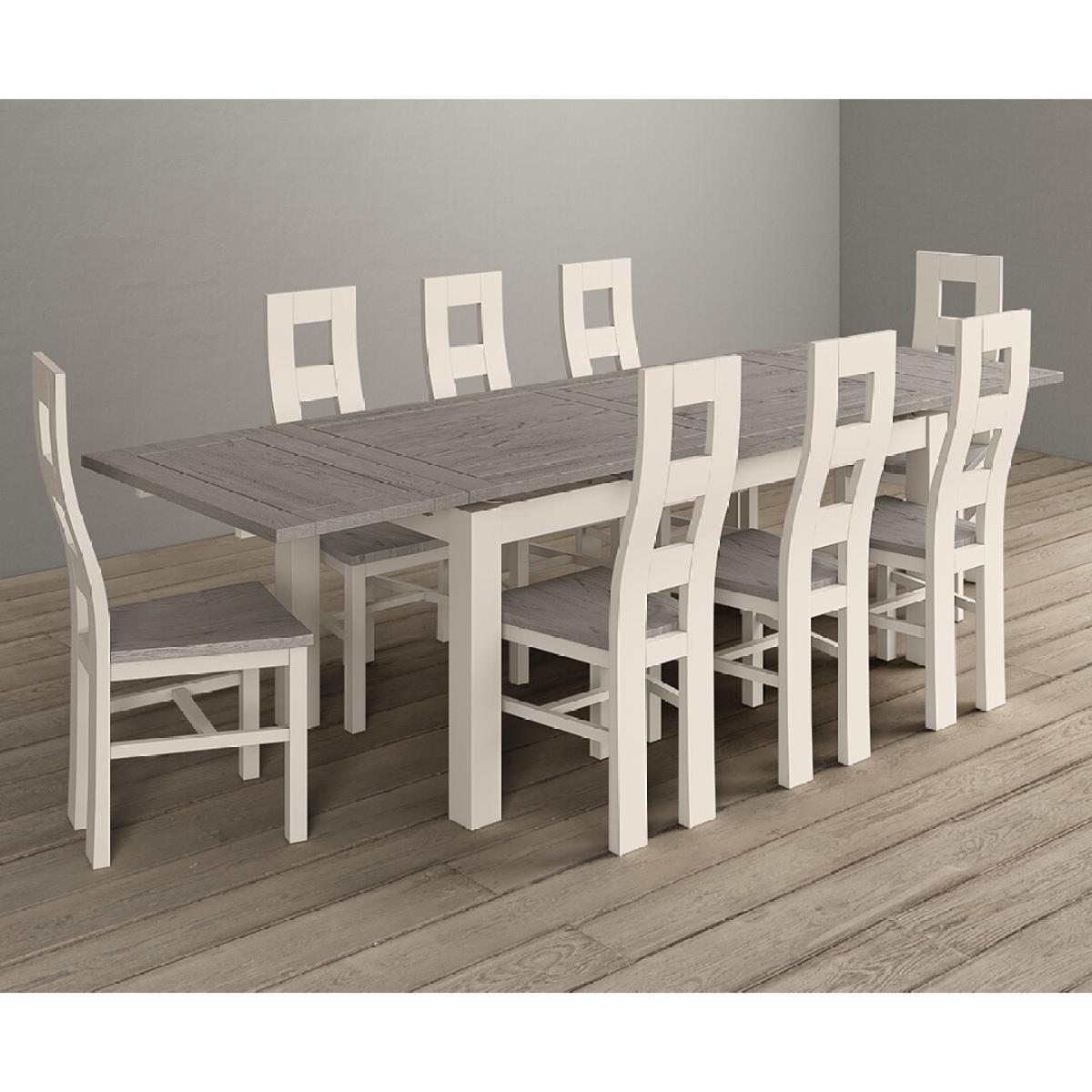 Extending Dartmouth 180cm Oak and Soft White Painted Dining Table With 8 Flow Back Chairs – image 4