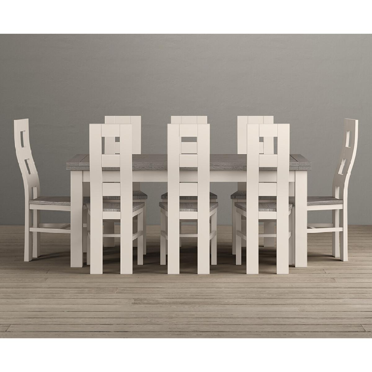 Extending Dartmouth 180cm Oak and Soft White Painted Dining Table With 8 Flow Back Chairs – image 5