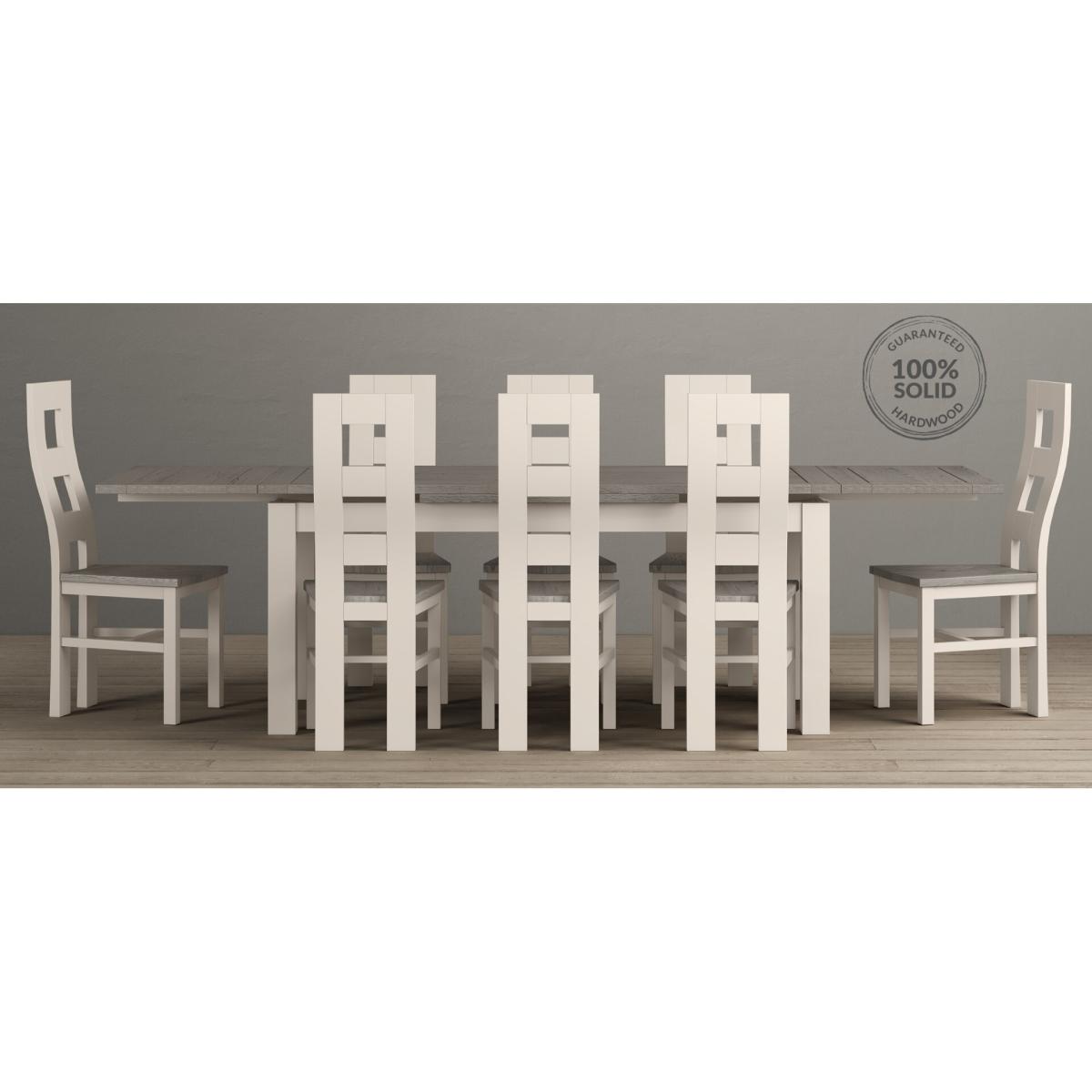 Extending Dartmouth 180cm Oak and Soft White Painted Dining Table With 8 Flow Back Chairs – image 9