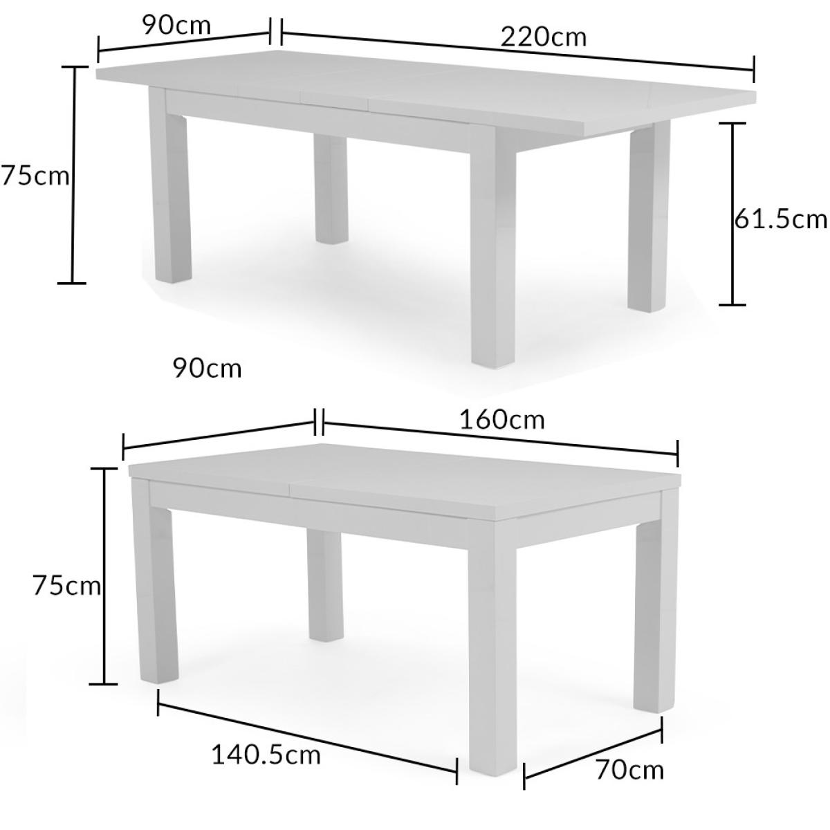 Atlanta Light Grey Gloss 160-220cm Extending Dining Table With 8 Ivory White Cavello Chairs – image 24