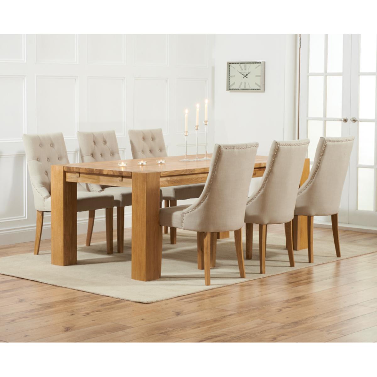 Sheringham 240cm Solid Oak Dining Table With 8 Grey Beatrix Fabric Chairs – image 2