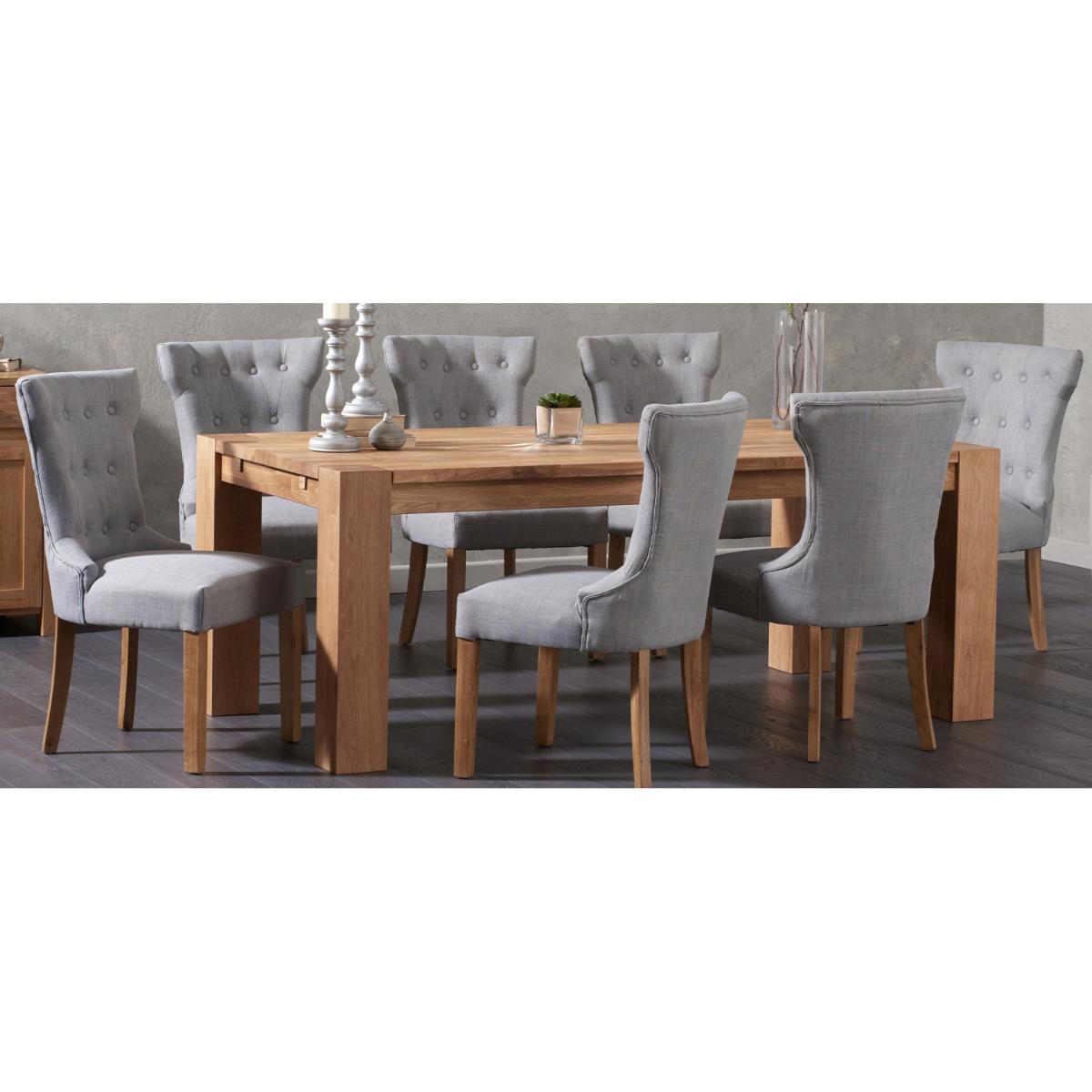 Sheringham 240cm Solid Oak Dining Table With 8 Grey Beatrix Fabric Chairs – image 15