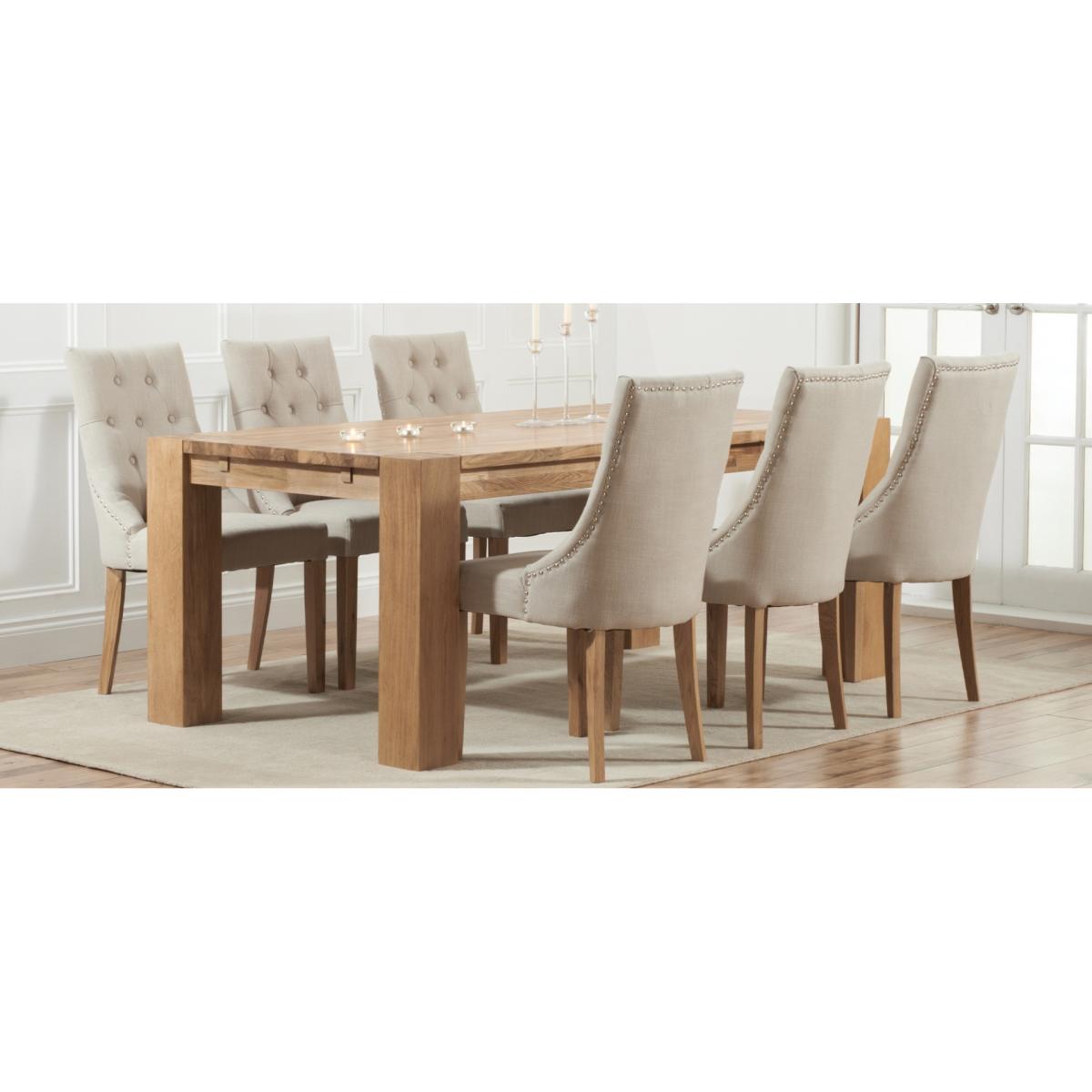 Sheringham 240cm Solid Oak Dining Table With 8 Grey Beatrix Fabric Chairs – image 9
