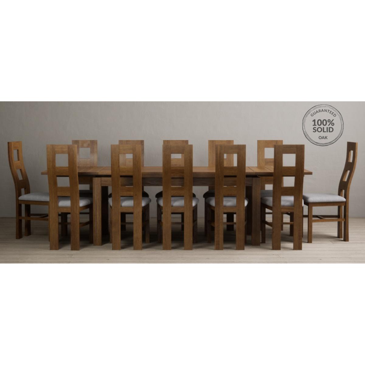 Extending Buxton 180cm Rustic Solid Oak Dining Table with 6 Charcoal Grey Chairs – image 20