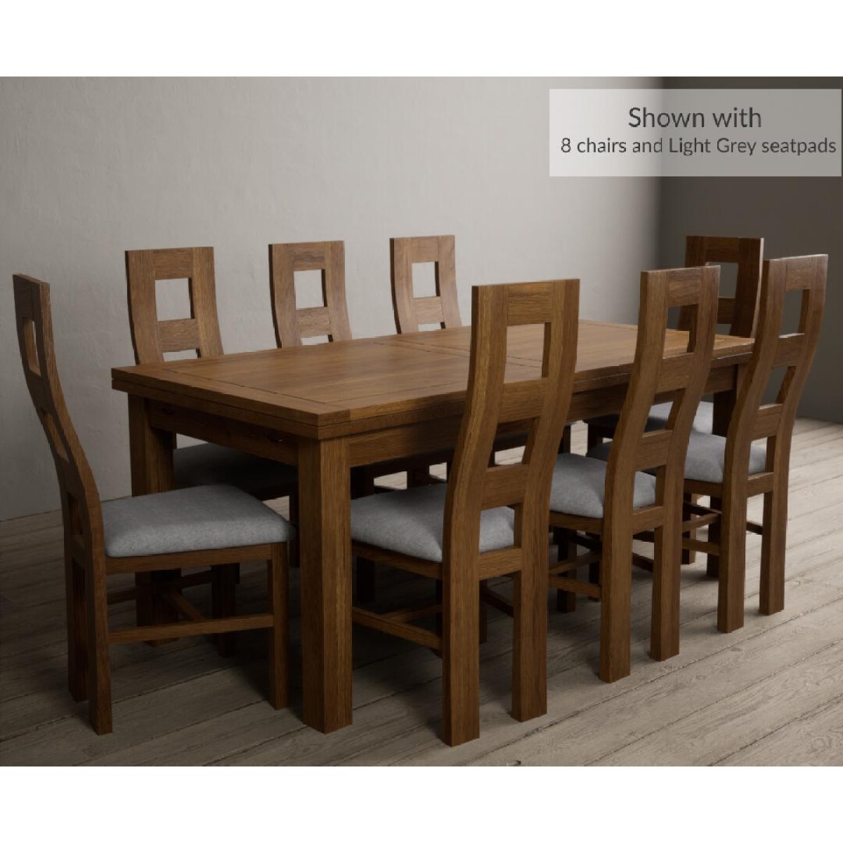 Extending Buxton 180cm Rustic Solid Oak Dining Table with 6 Charcoal Grey Chairs – image 3