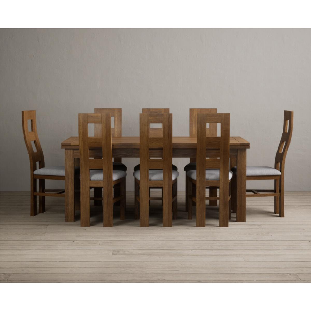 Extending Buxton 180cm Rustic Solid Oak Dining Table with 6 Charcoal Grey Chairs – image 5