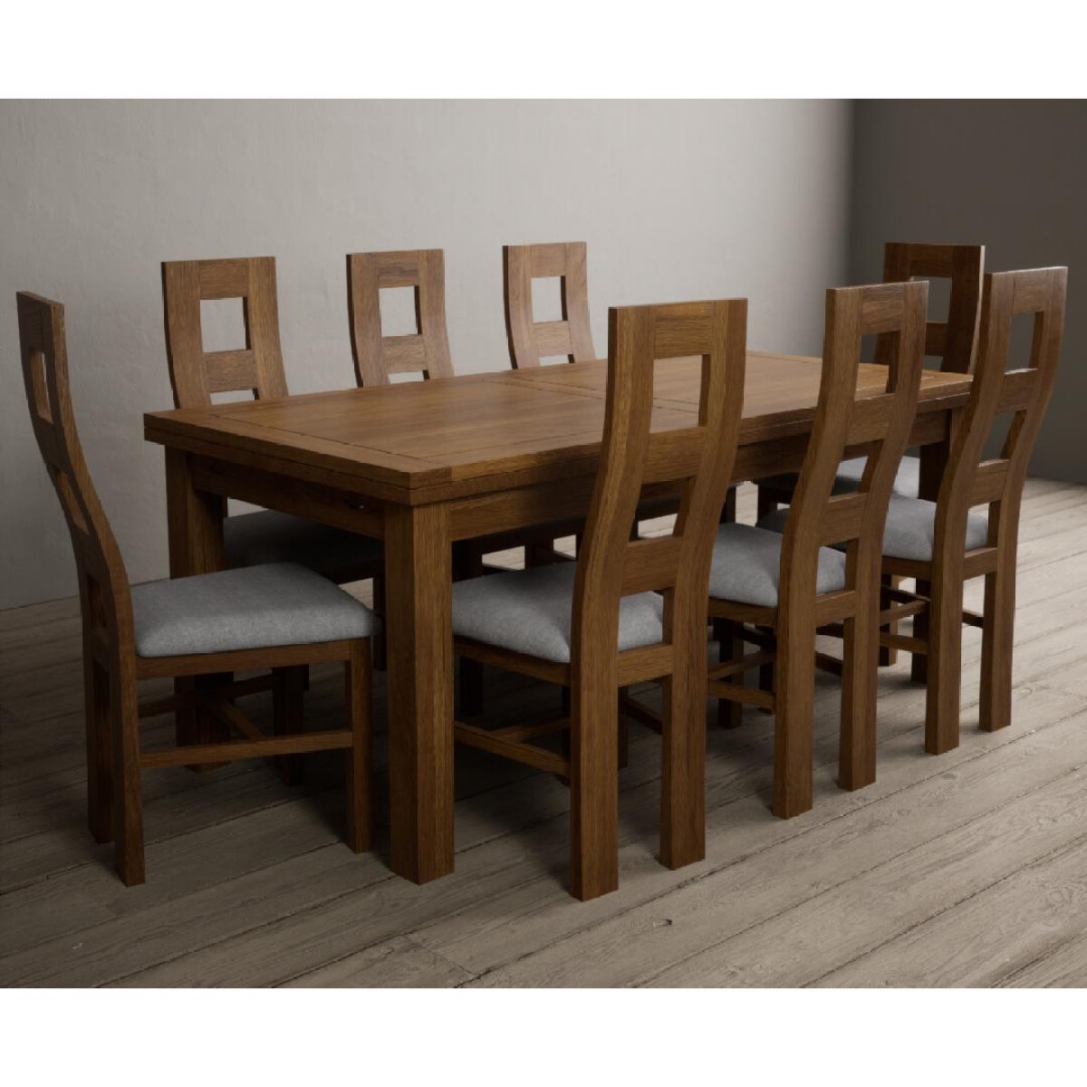 Extending Buxton 180cm Rustic Solid Oak Dining Table with 6 Charcoal Grey Chairs – image 6