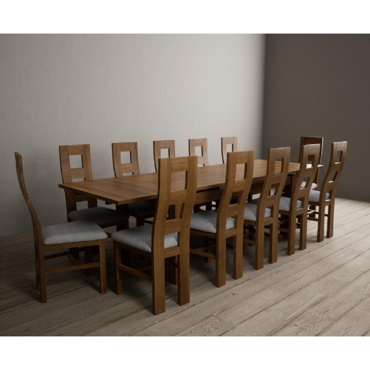 Extending Buxton 180cm Rustic Solid Oak Dining Table with 6 Charcoal Grey Chairs – image 7
