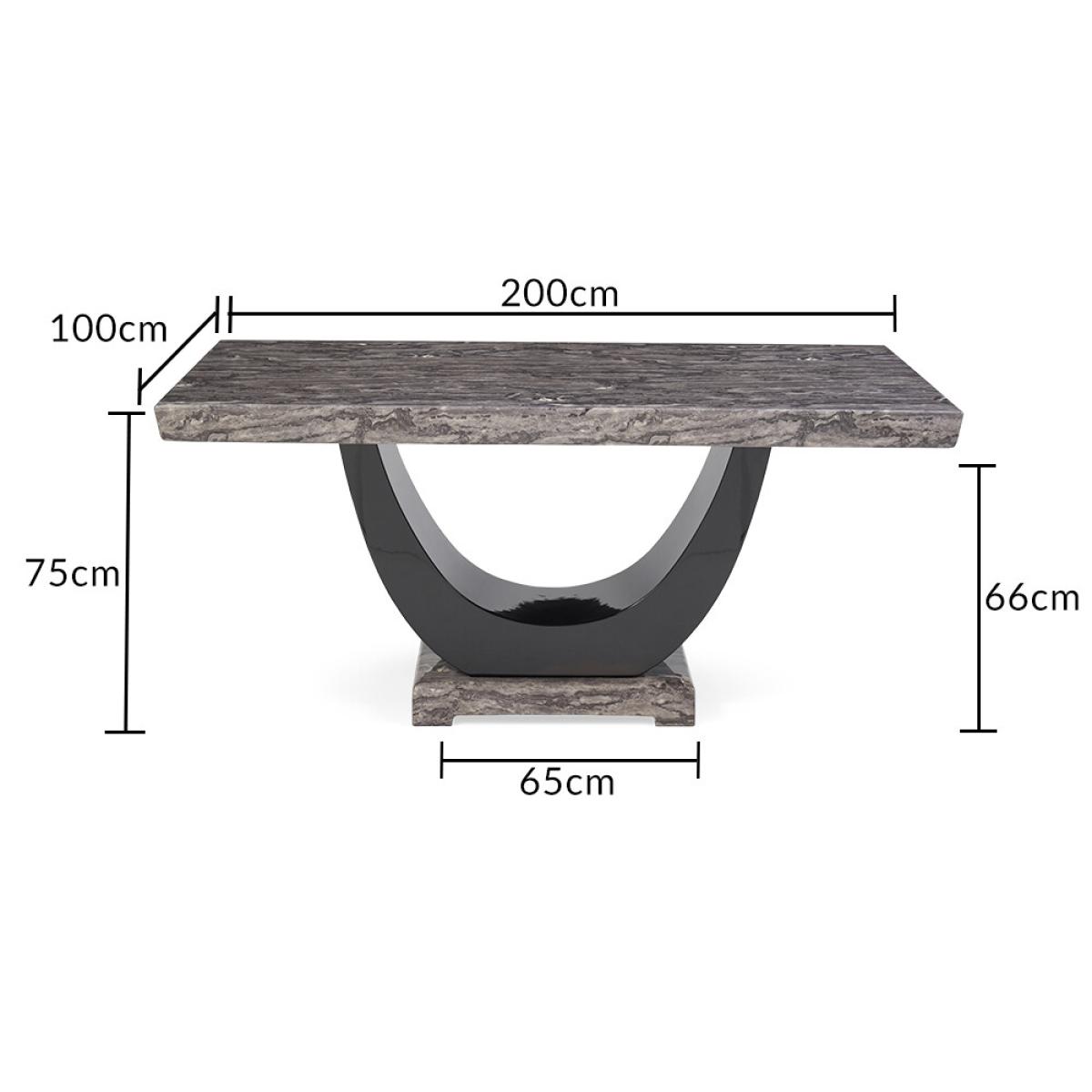 Novara 200cm Dark Grey Pedestal Marble Dining Table with 12 Cream Sophia Chairs – image 23