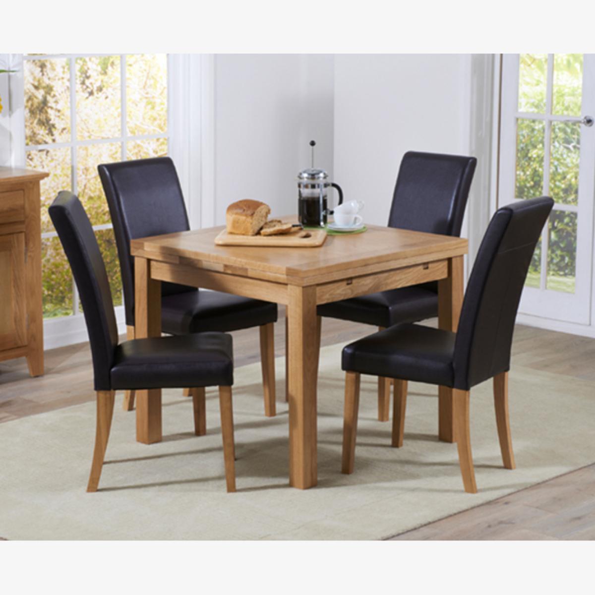 Cheadle 90cm Oak Extending Dining Table With 4 Cream Albany Chairs
