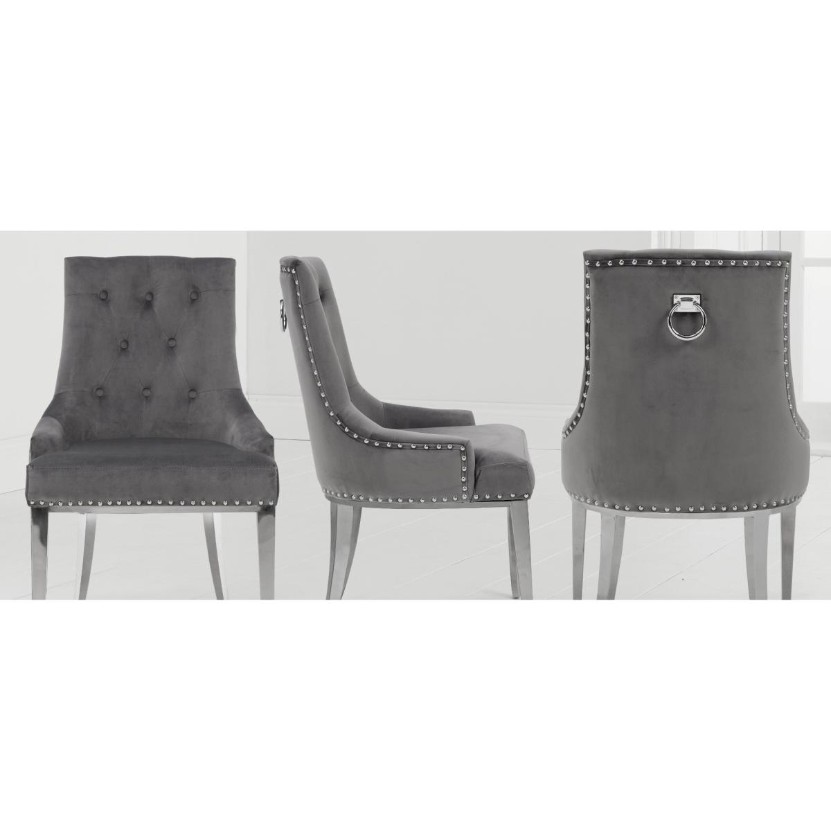 Harlow 180cm Marble Dining Table with Talia Velvet Chairs and Fitzrovia Bench - Grey, 2 Chairs – image 13