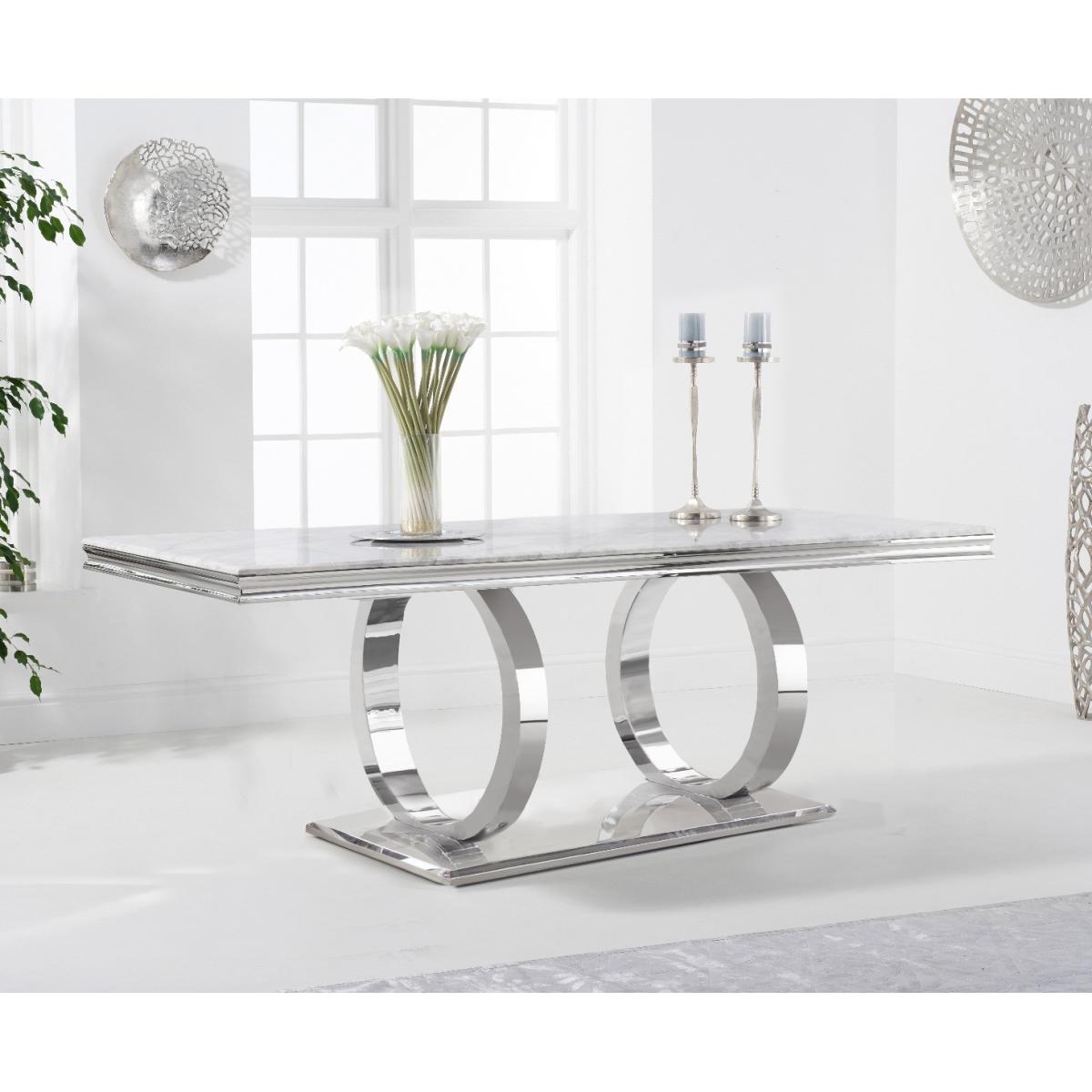 Harlow 180cm Marble Dining Table with Talia Velvet Chairs and Fitzrovia Bench - Grey, 2 Chairs – image 3