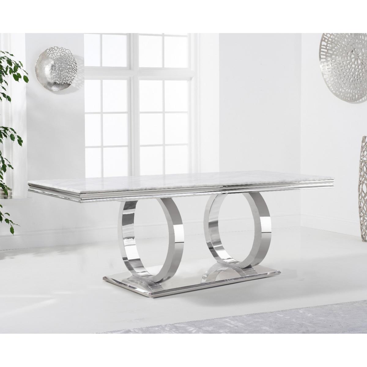 Harlow 180cm Marble Dining Table with Talia Velvet Chairs and Fitzrovia Bench - Grey, 2 Chairs – image 4