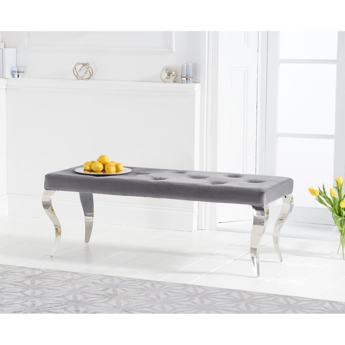 Harlow 180cm Marble Dining Table with Talia Velvet Chairs and Fitzrovia Bench - Grey, 2 Chairs – image 8