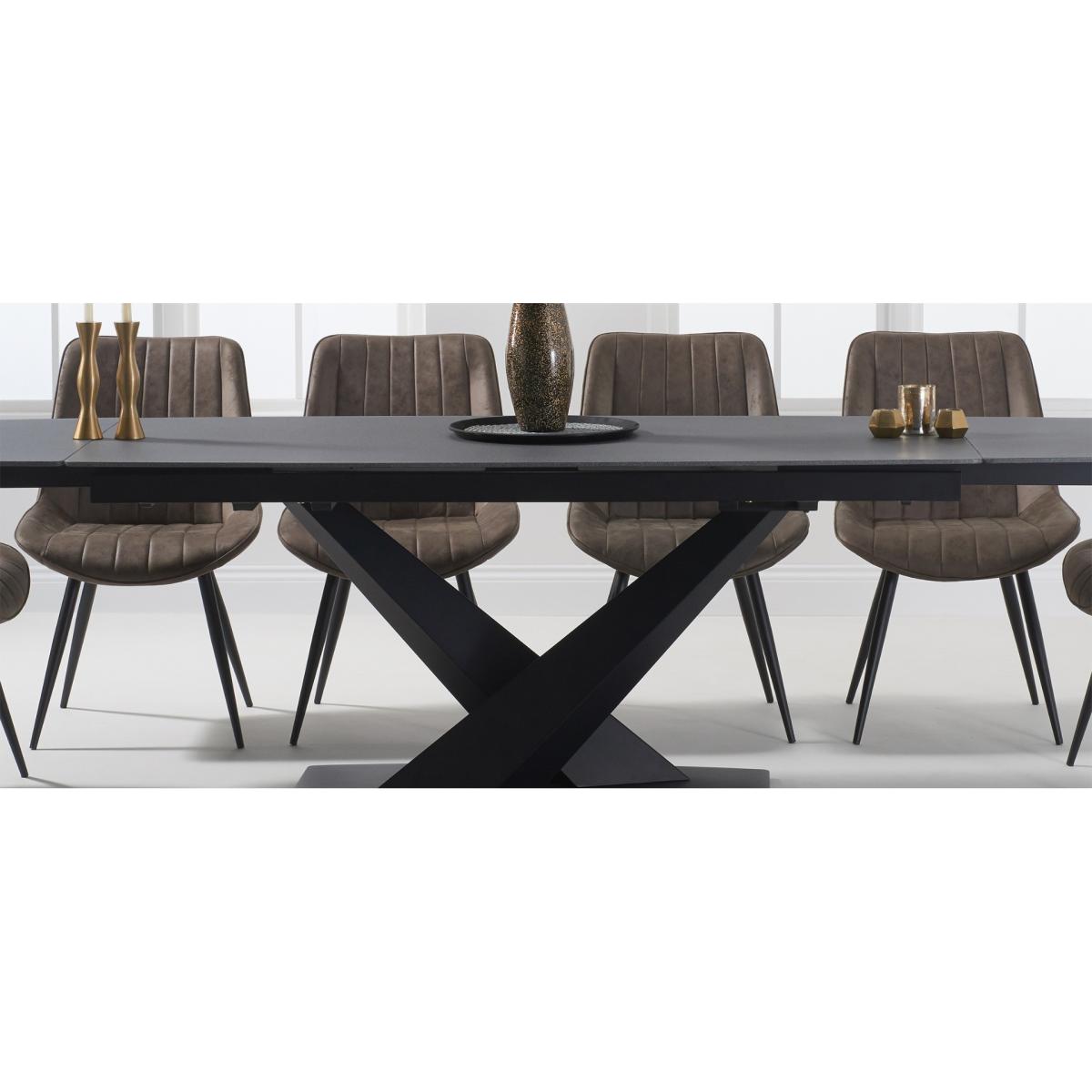 Jacob 180cm Grey Extending Stone Dining Table with Marcel Antique Chairs - Mink, 6 Chairs – image 10